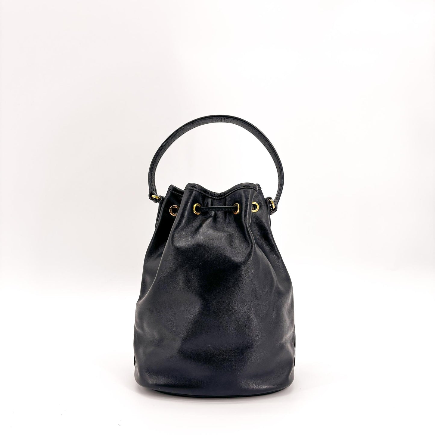 Prada Duet Black Leather Bucket Bag