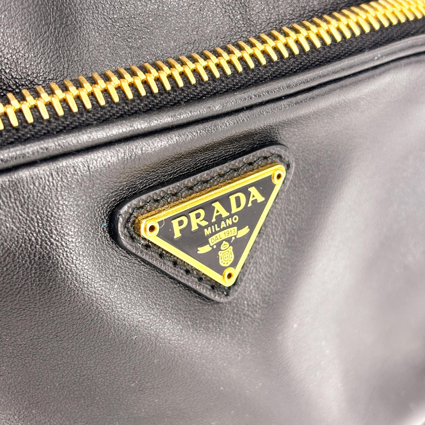 Prada Duet Black Leather Bucket Bag