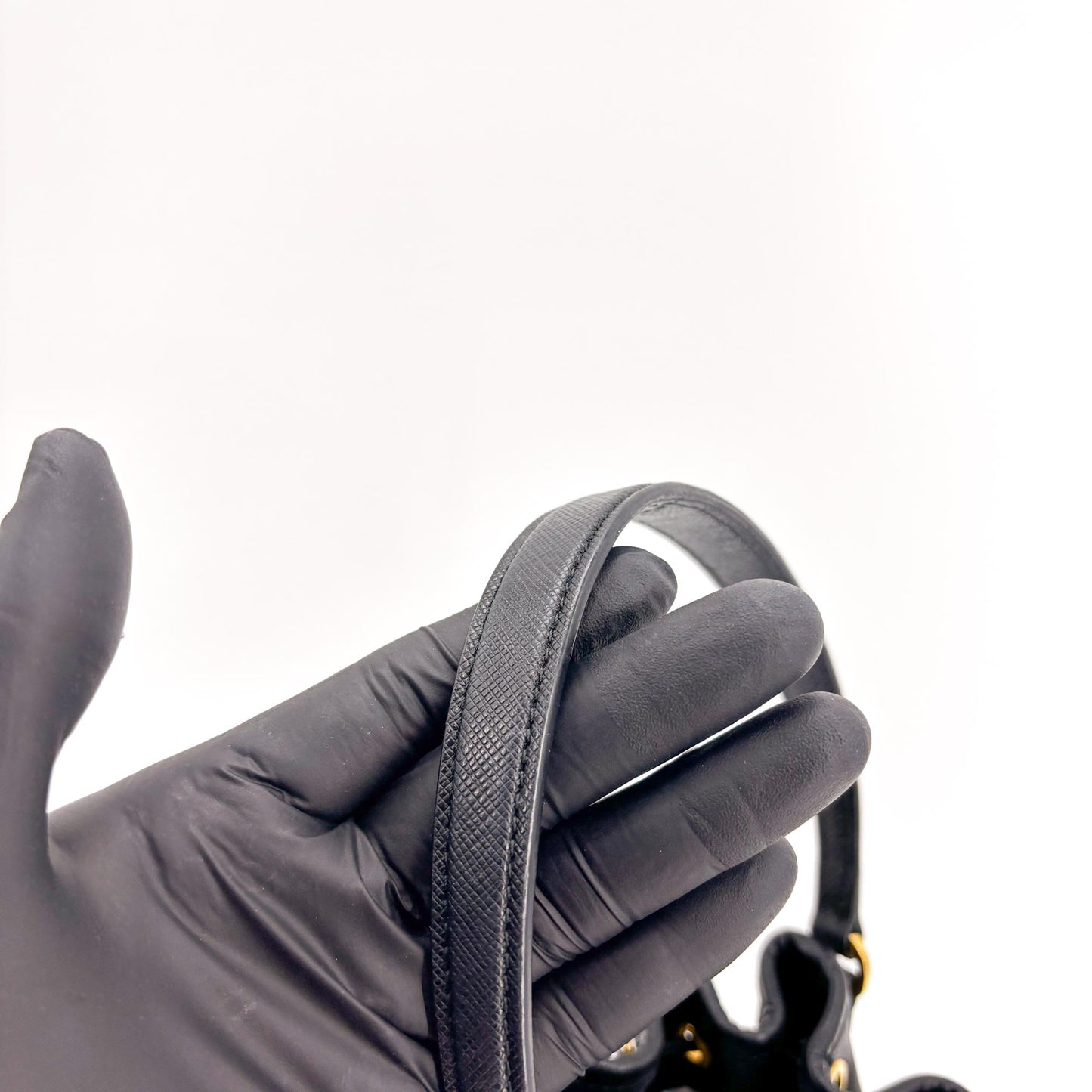 Prada Duet Black Leather Bucket Bag
