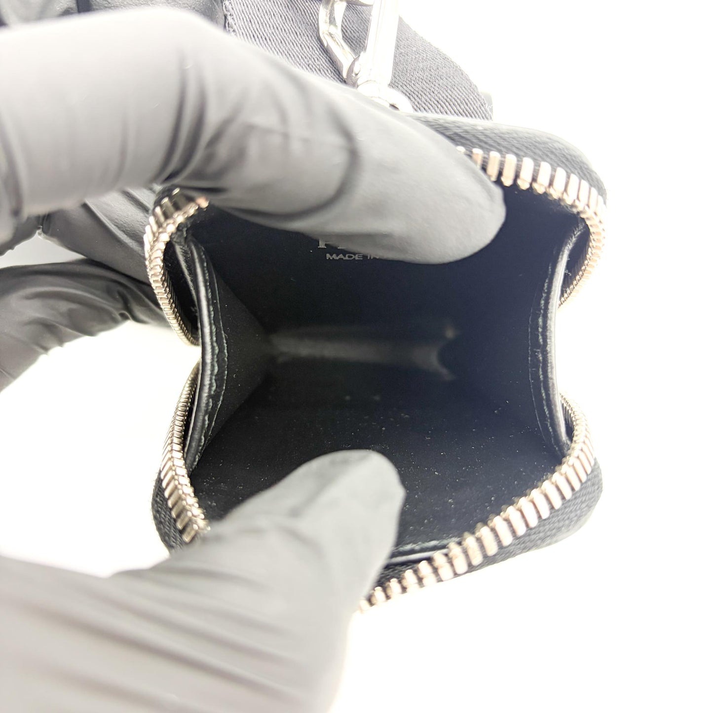 Prada Brushed Leather Triangle Logo Pouch Black