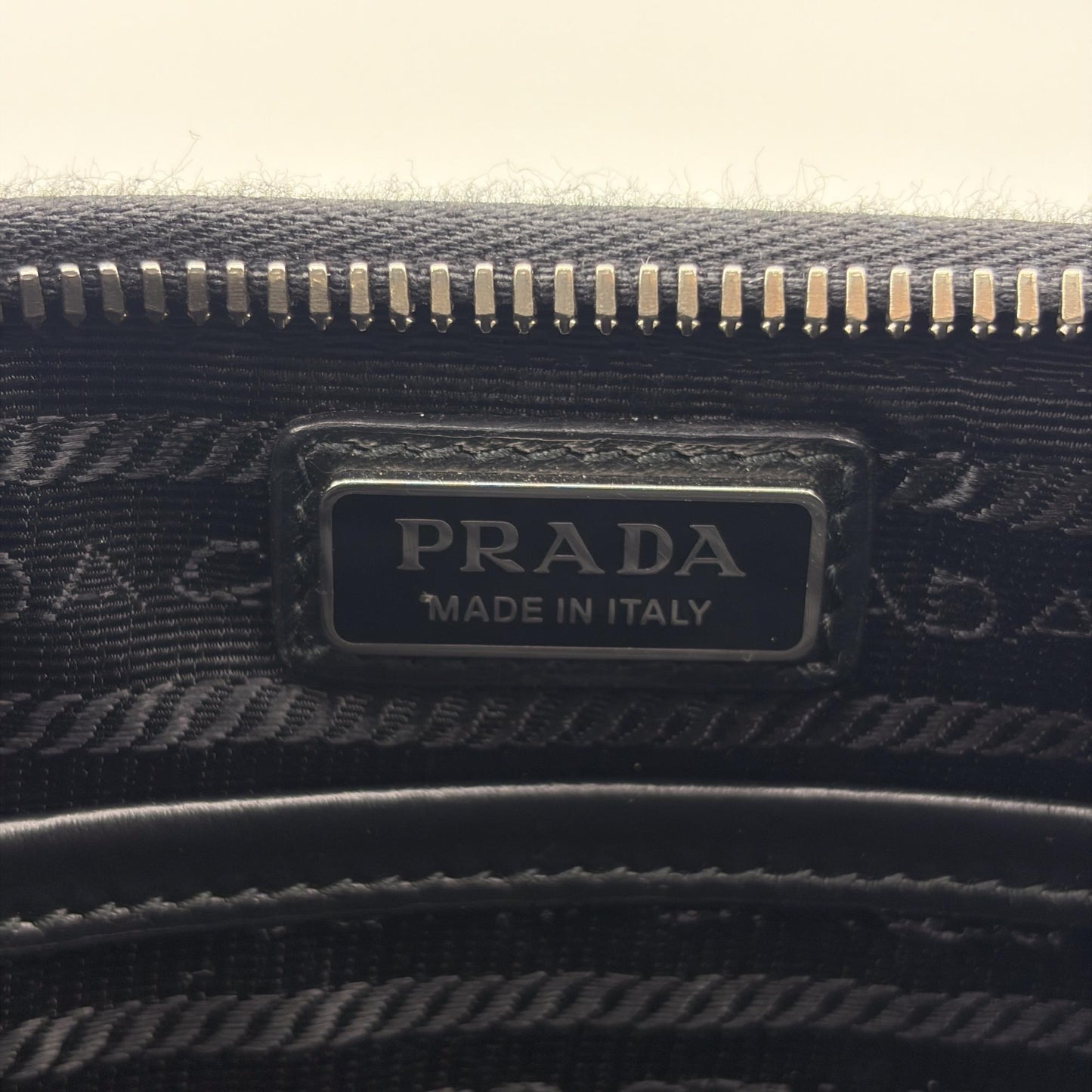 Prada Brushed Leather Triangle Logo Pouch Black