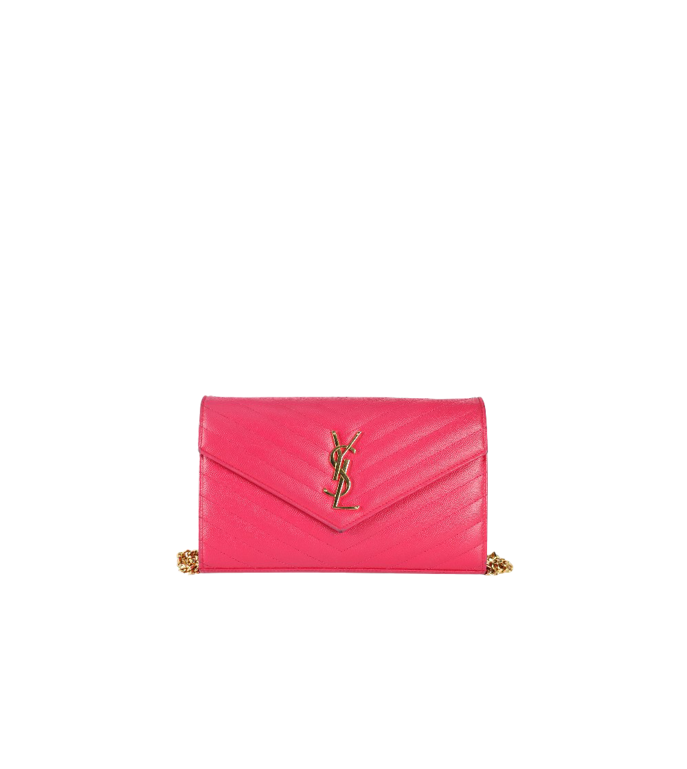 Saint Laurent Pink Leather Envelope WOC Crossbody Bag