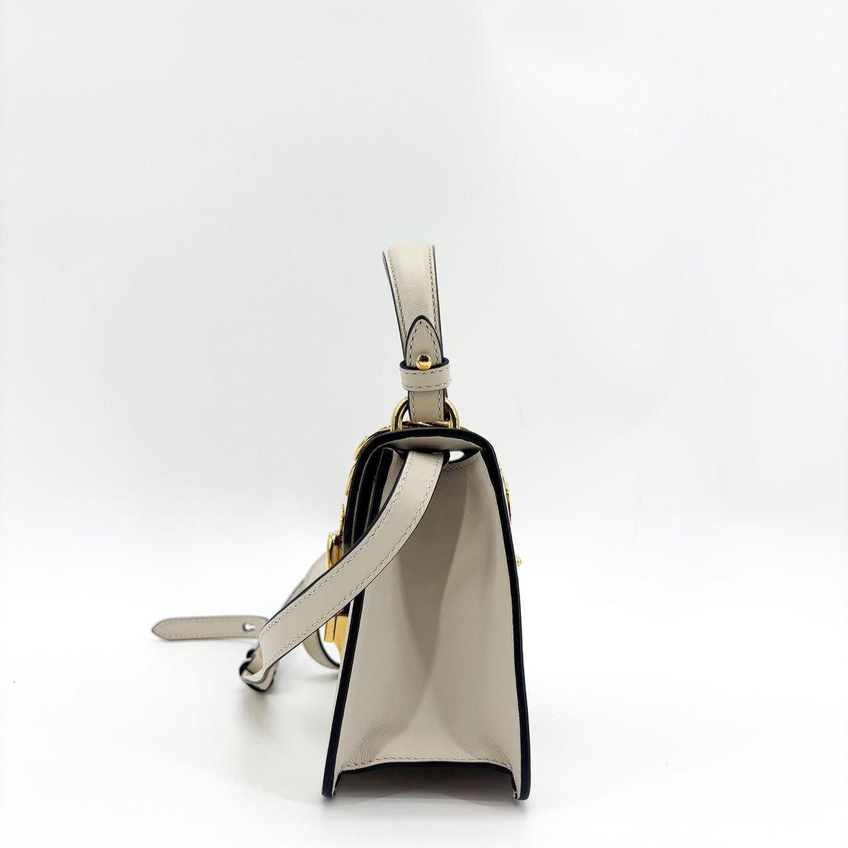 Gucci Sylvie Mini Leather Top Handle Bag White