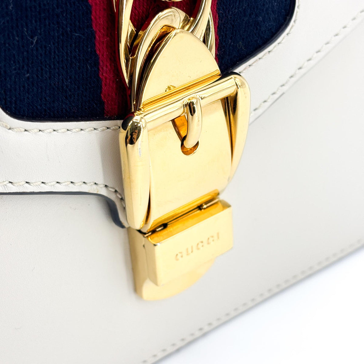 Gucci Sylvie Mini Leather Top Handle Bag White