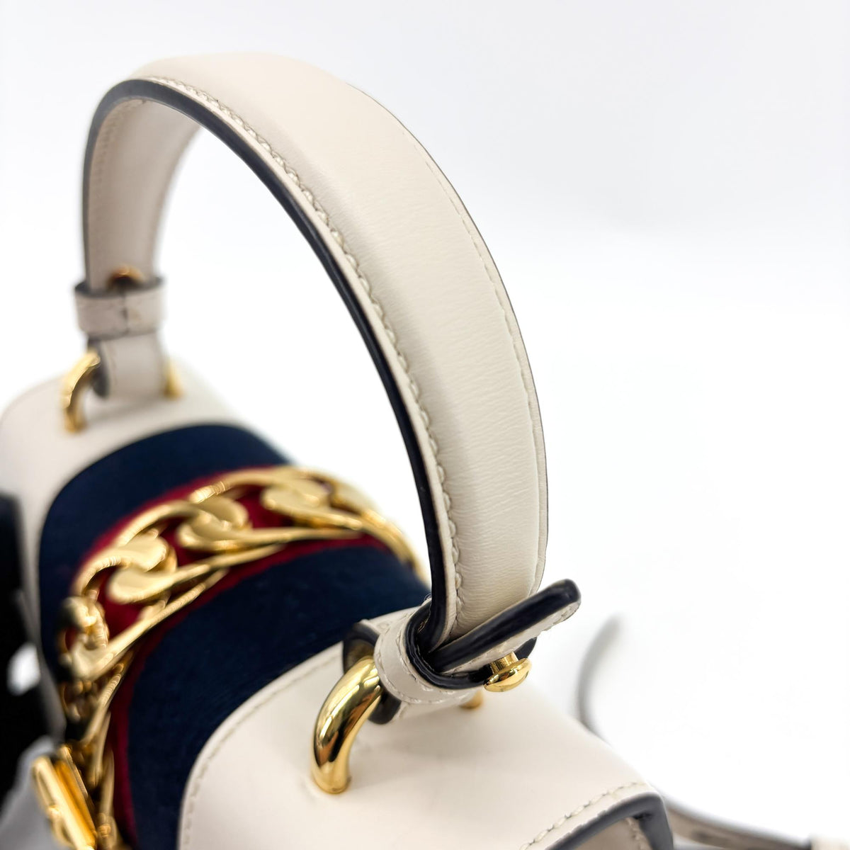 Gucci Sylvie Mini Leather Top Handle Bag White
