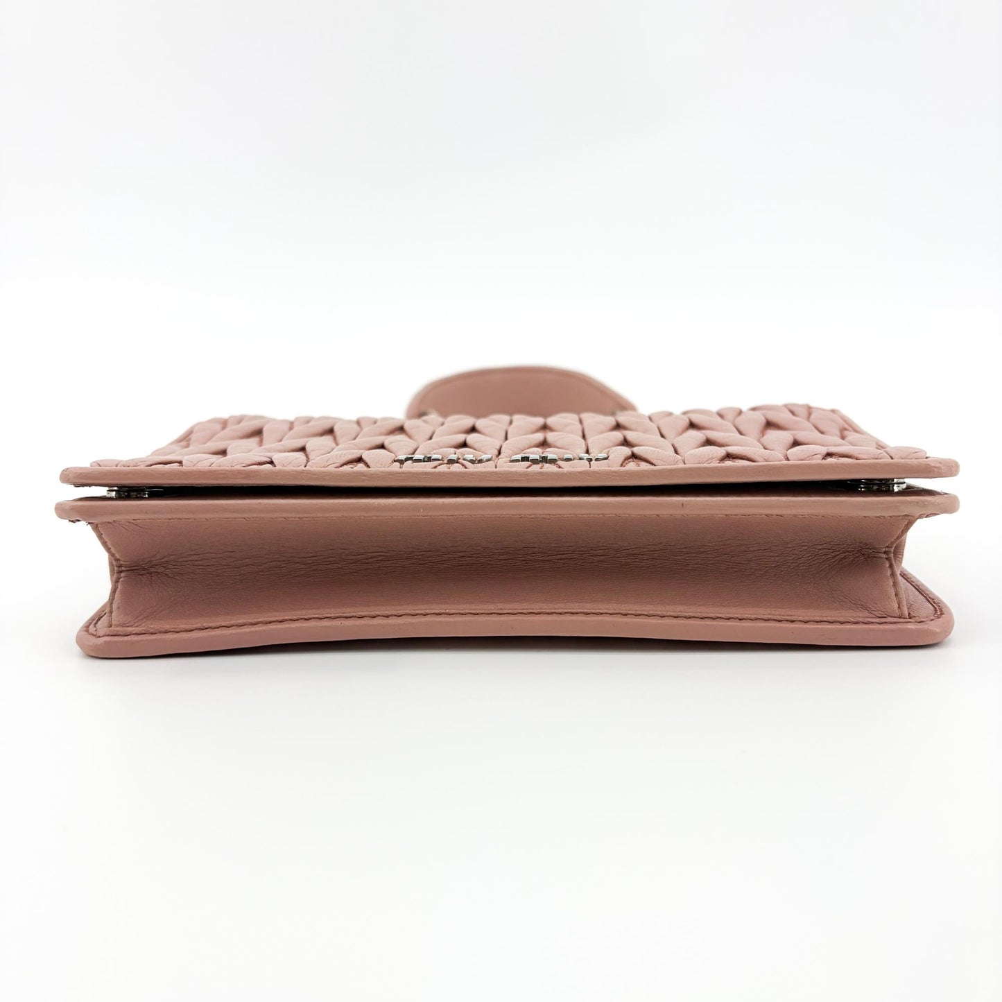 Miu Miu Matelassé Leather Chain Shoulder Bag Pink