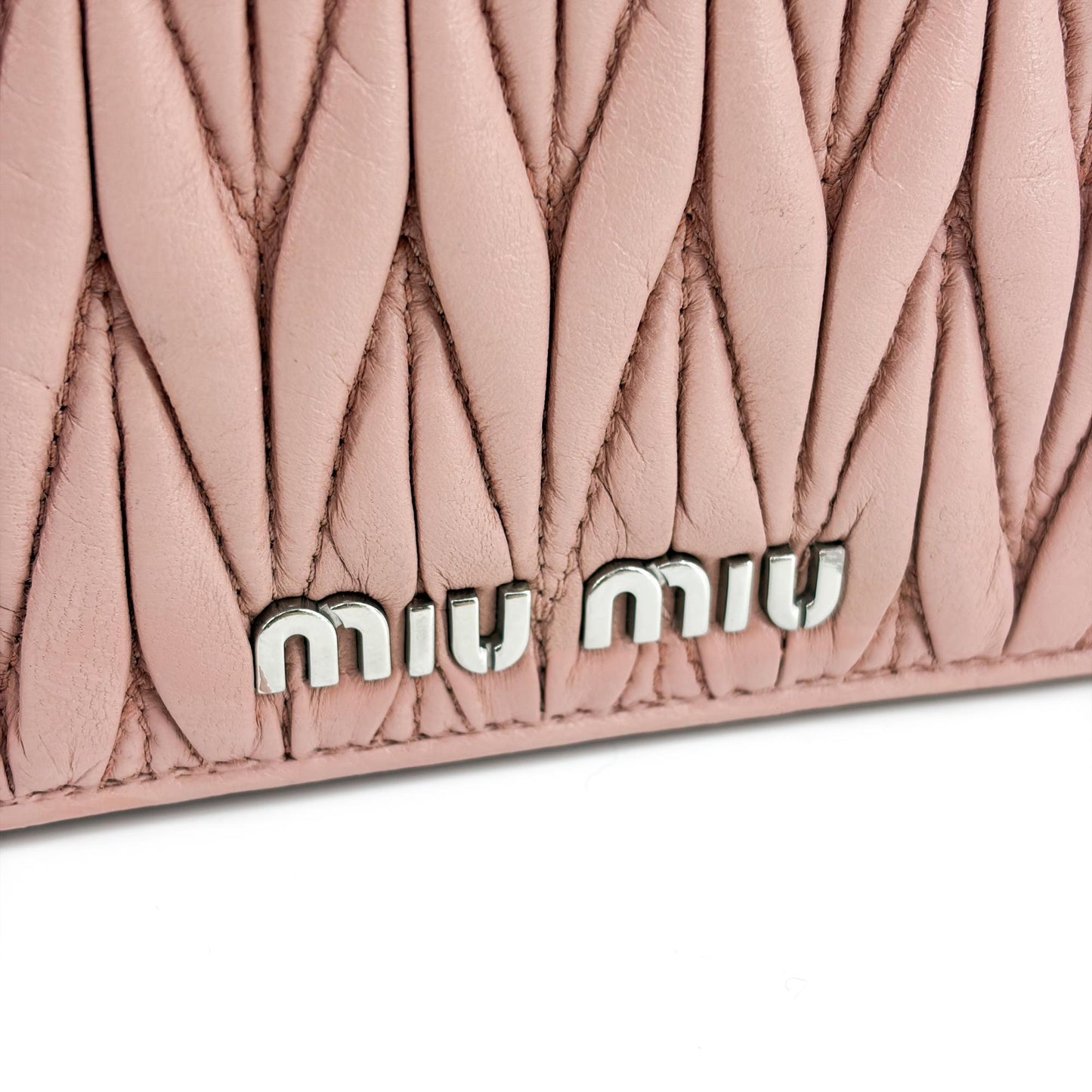 Miu Miu Matelassé Leather Chain Shoulder Bag Pink