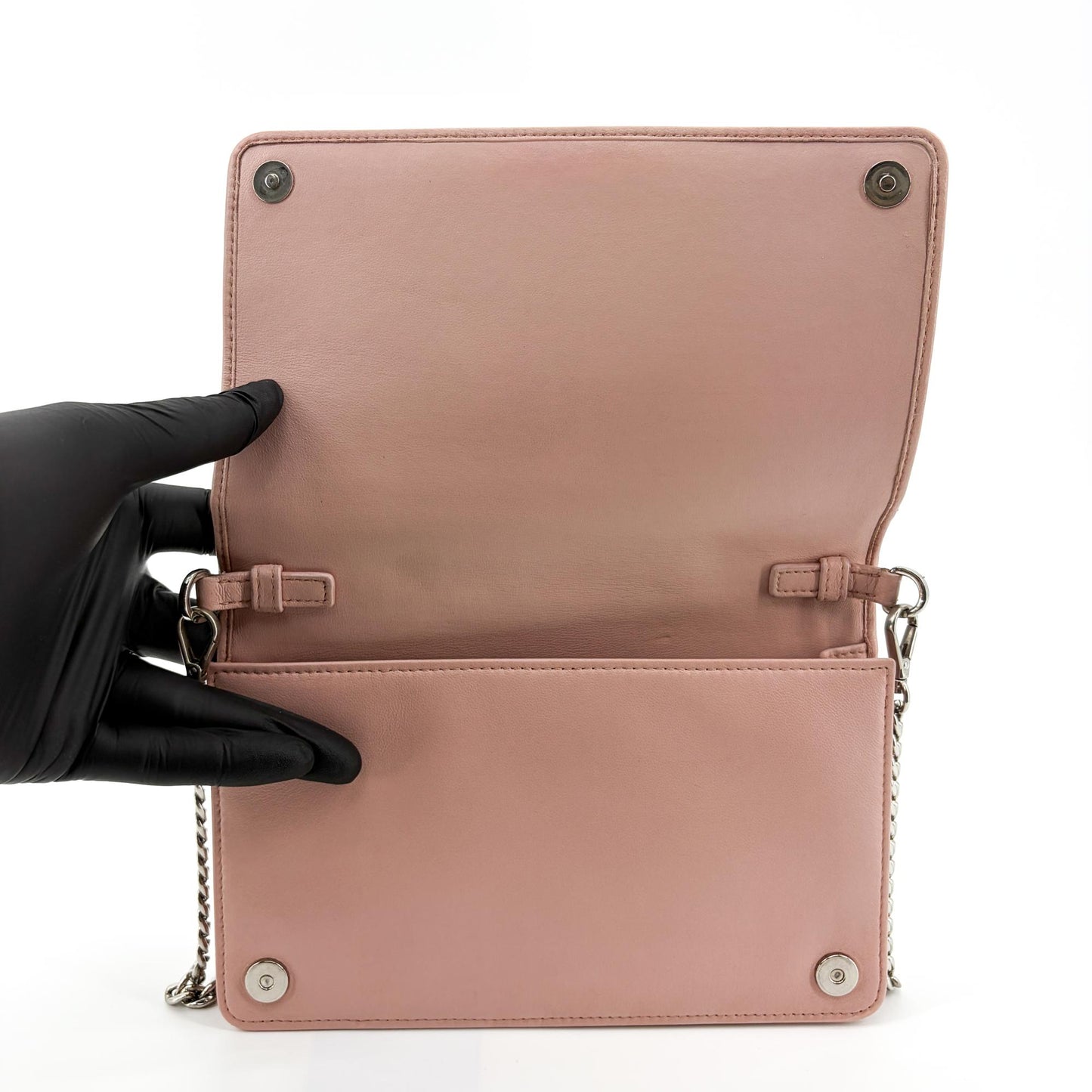 Miu Miu Matelassé Leather Chain Shoulder Bag Pink