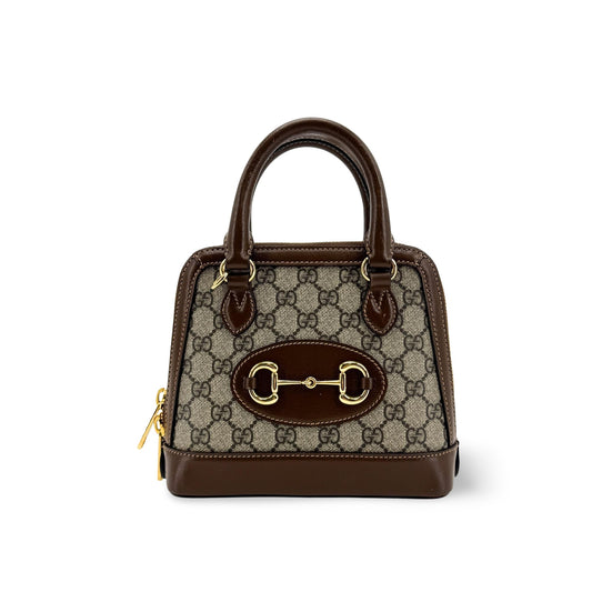 Gucci Horsebit 1955 Mini Top Handle Bag GG Supreme Brown
