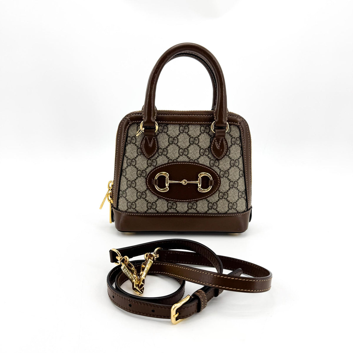 Gucci Horsebit 1955 Mini Top Handle Bag GG Supreme Brown