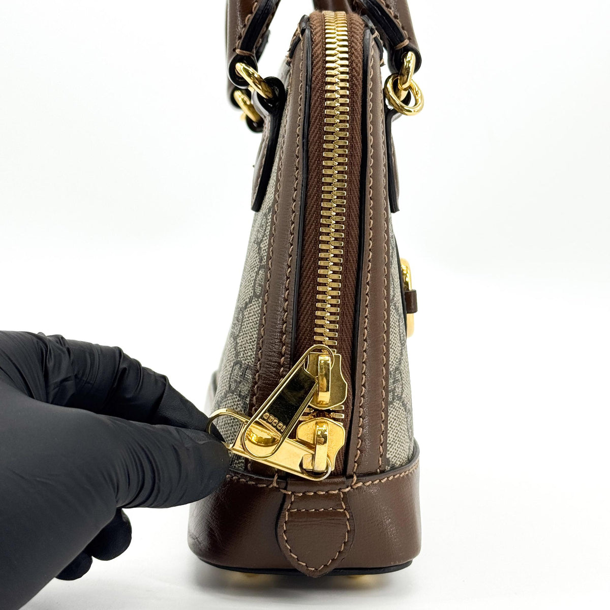 Gucci Horsebit 1955 Mini Top Handle Bag GG Supreme Brown
