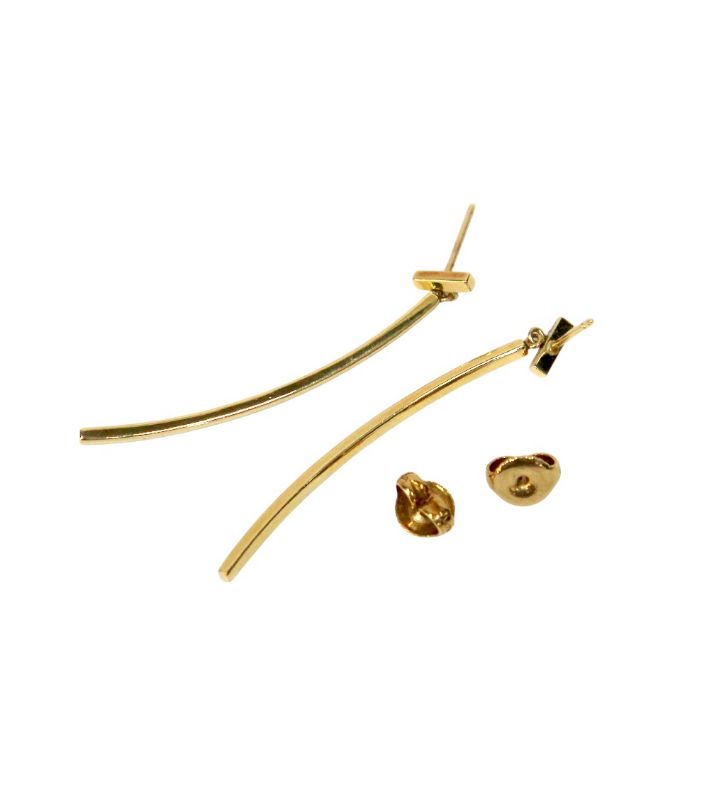 Tiffany & Co 750 18K Gold T-Bar Earrings