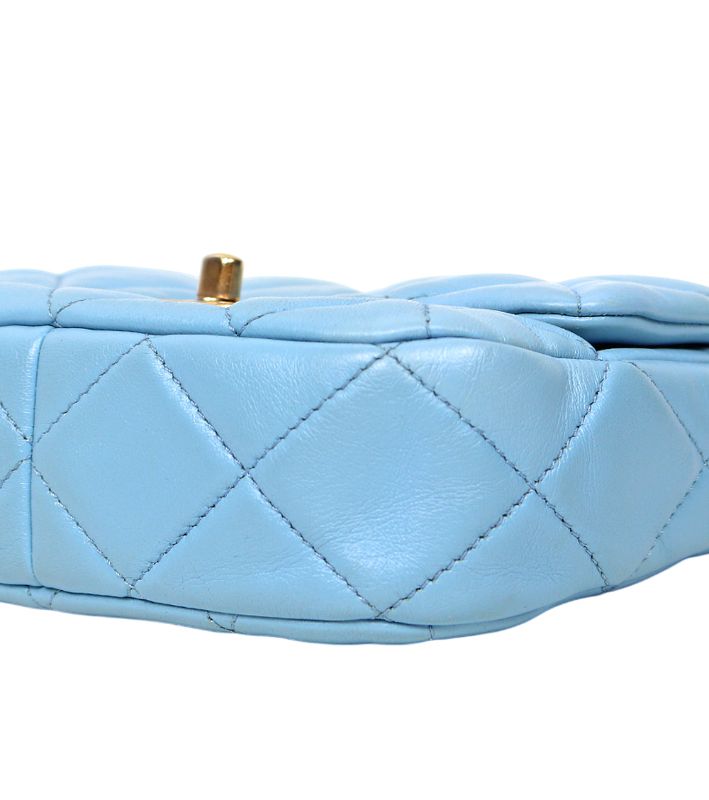 Chanel Sky Blue Lambskin Quilted Chain Shoulder Bag