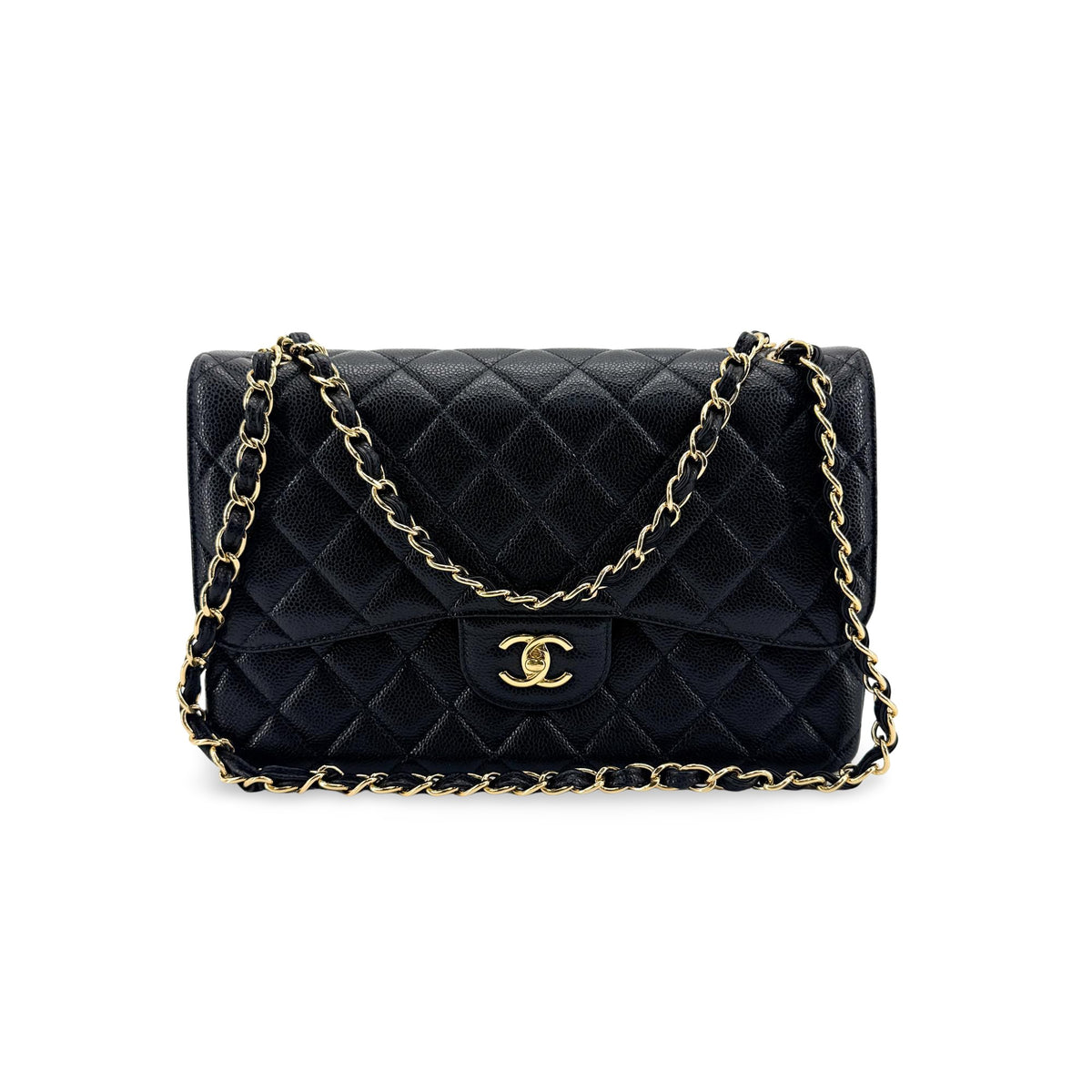 Chanel Classic Flap Bag Medium Caviar Gold Hardware Black