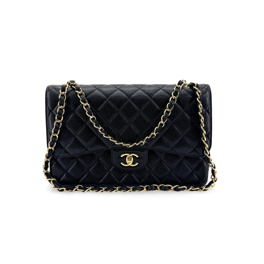 Chanel Classic Flap Bag Medium Caviar Gold Hardware Black