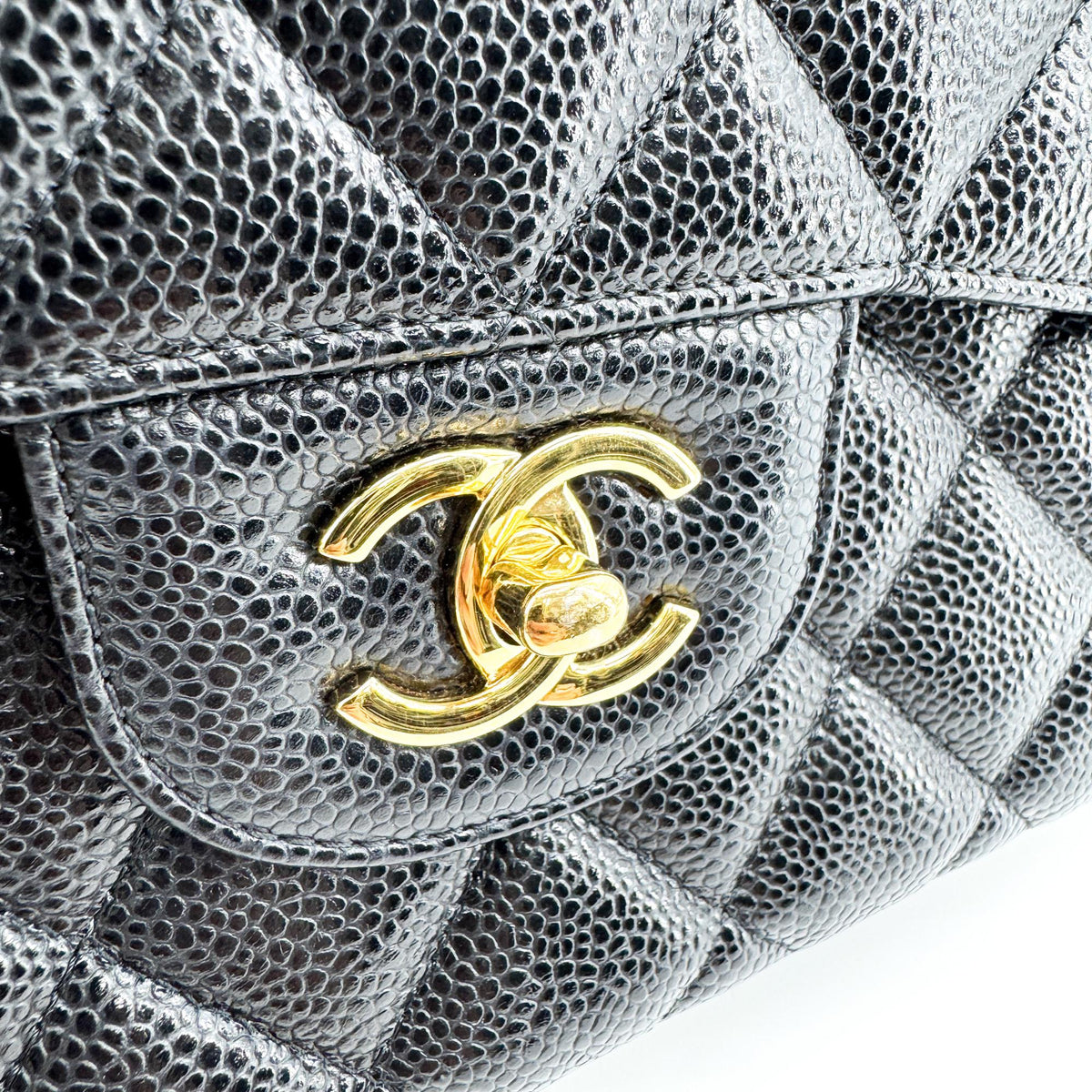 Chanel Classic Flap Bag Medium Caviar Gold Hardware Black