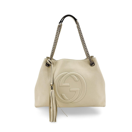 Gucci Soho Interlocking G Chain Crossbody Bag Beige