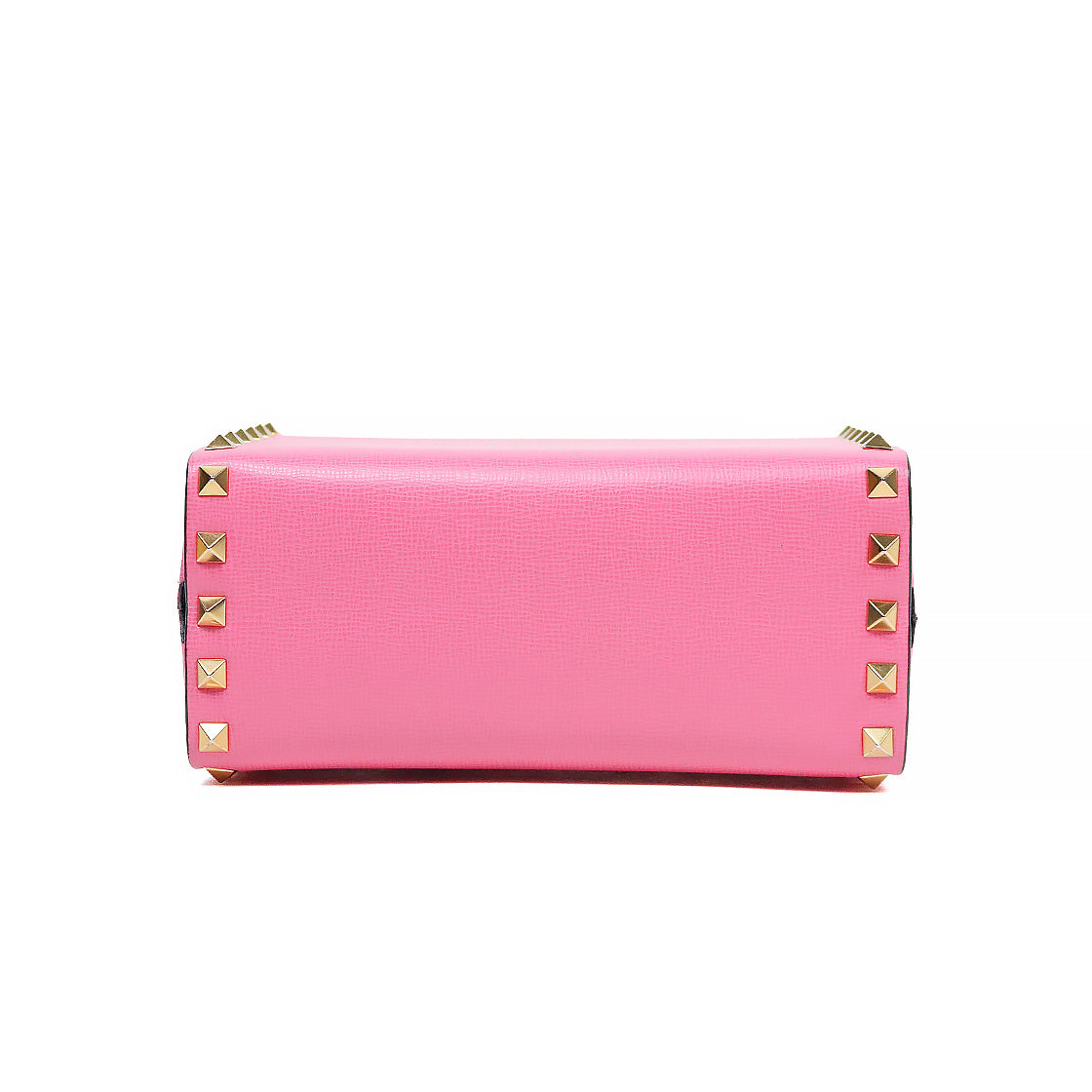 Valentino Pink Leather Rockstud Box Top-Handle Tote Bag