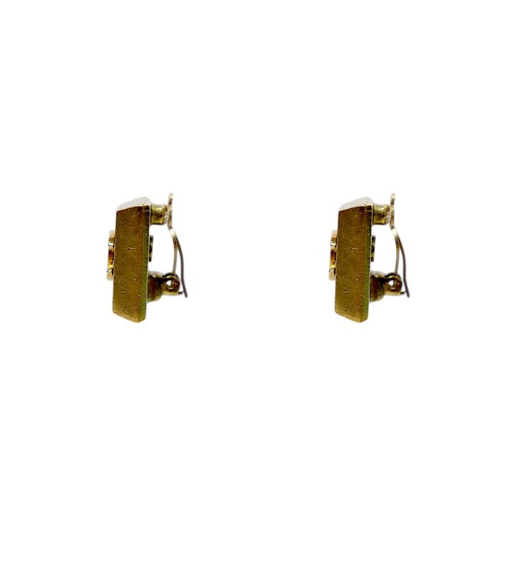 Chanel Black Square CC Gold Earrings