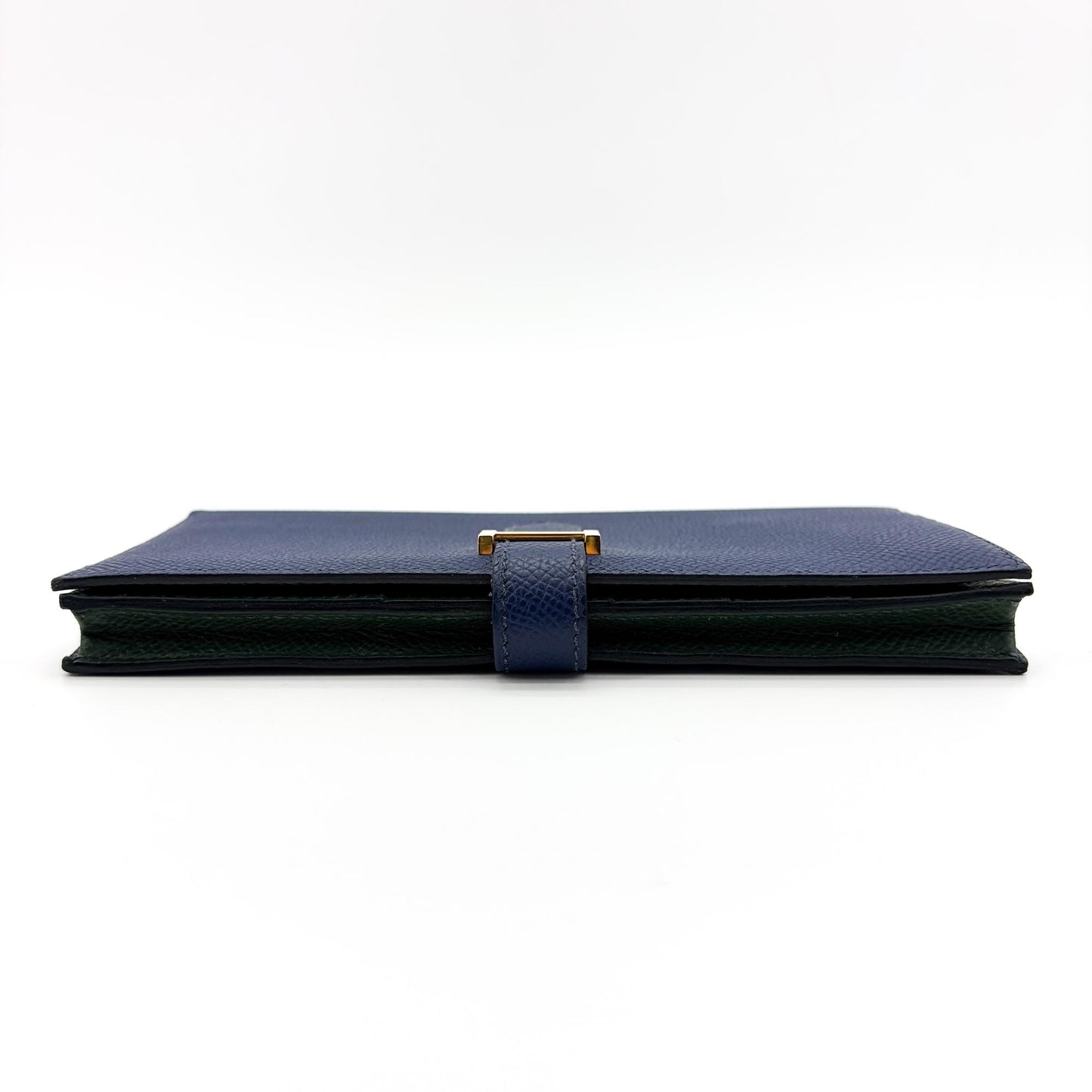Hermès Beine Soufflé Wallet Navy Gold Hardware