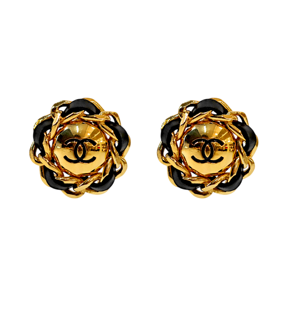 Chanel Round CC Gold Earrings