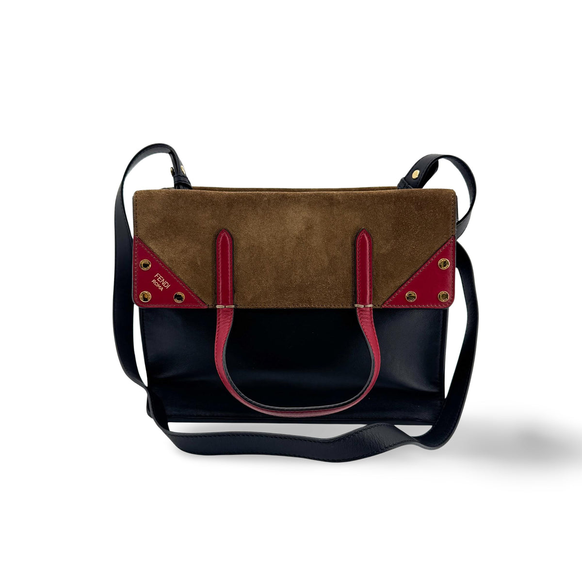 Fendi Flip Bag Small Black Brown Red