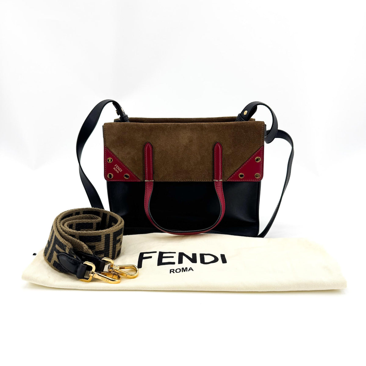 Fendi Flip Bag Small Black Brown Red