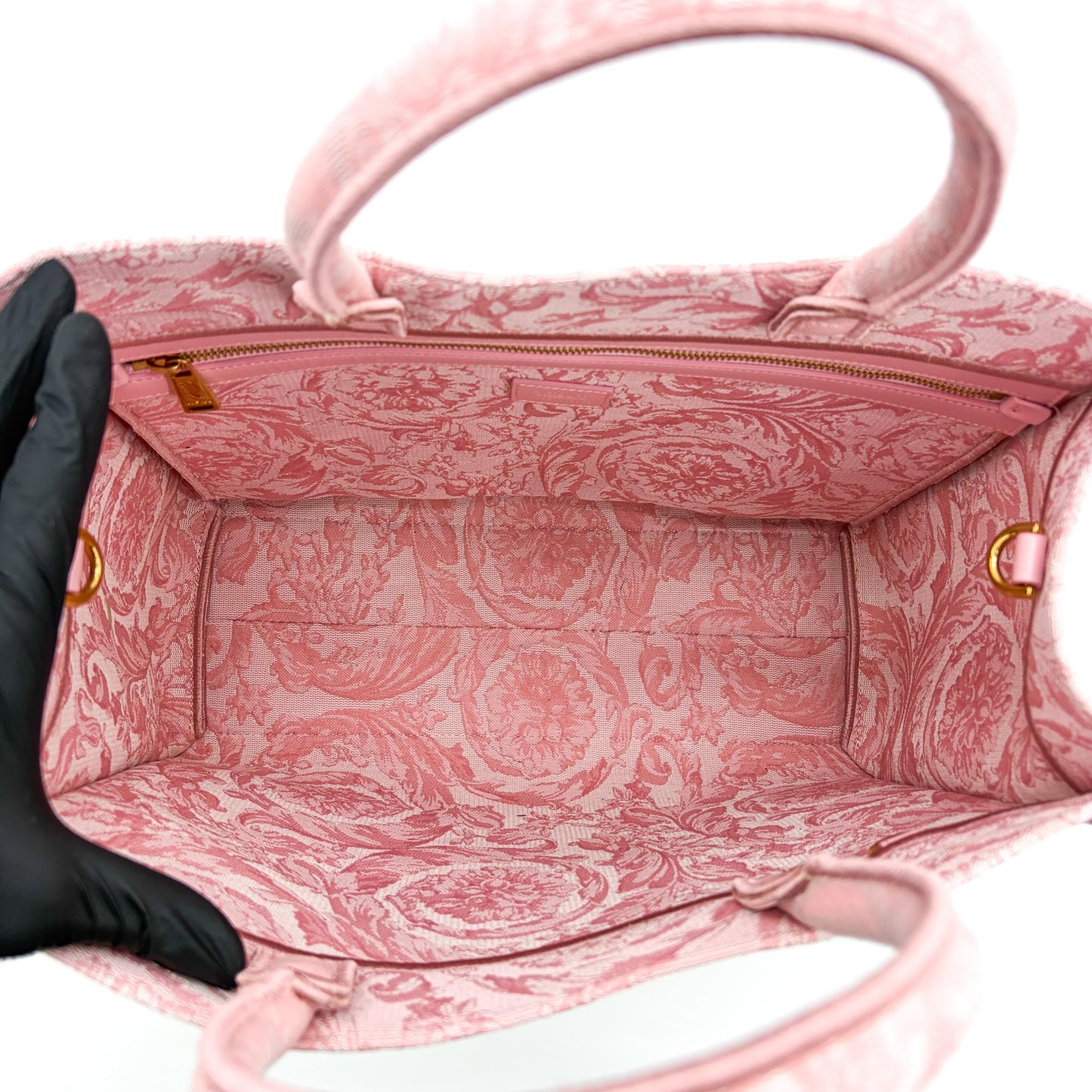 Versace Large Logo Jacquard Baroque Tote Bag Pink