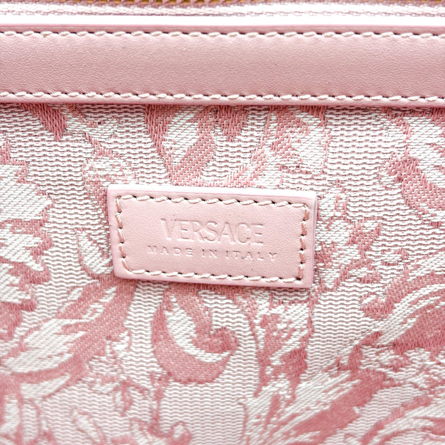 Versace Large Logo Jacquard Baroque Tote Bag Pink