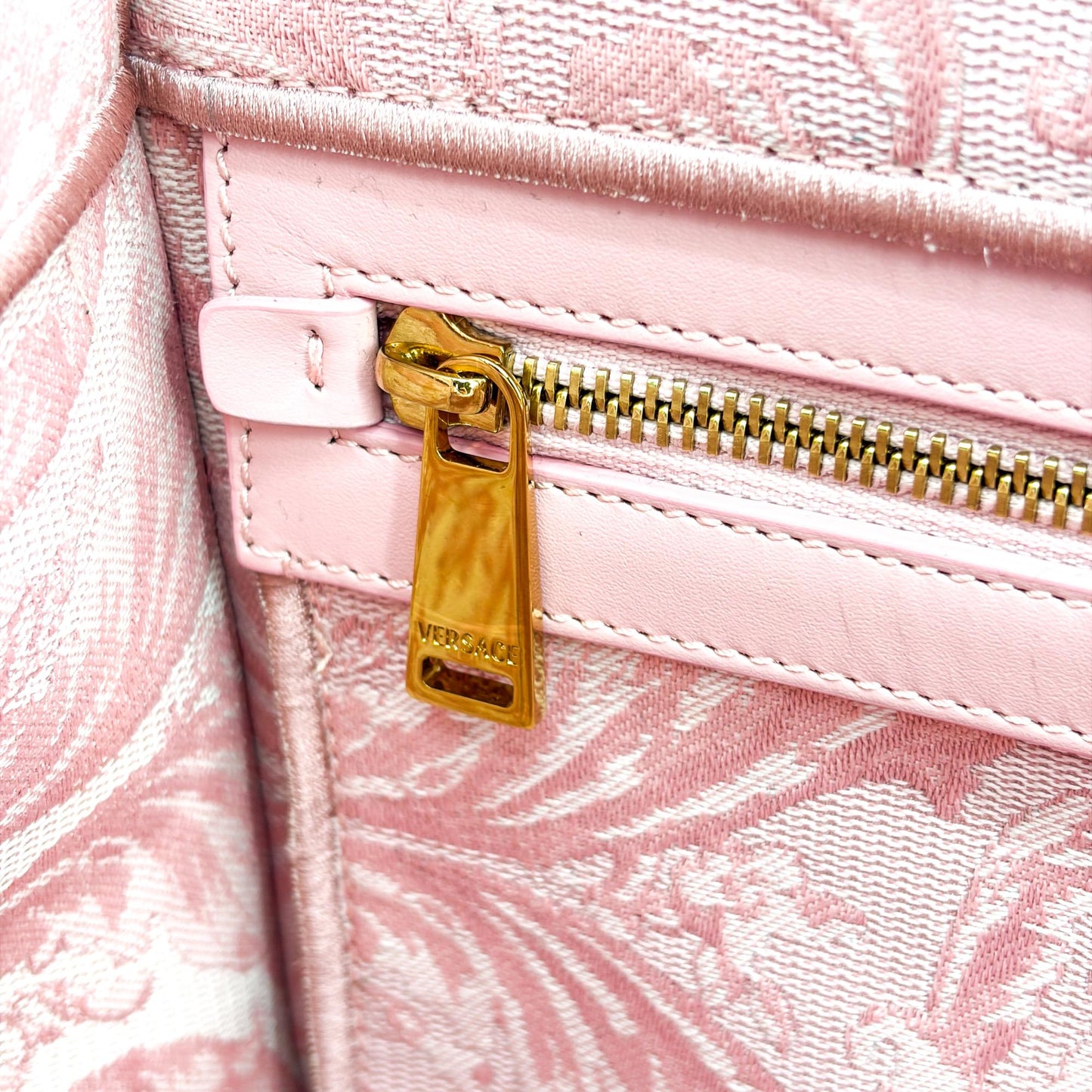 Versace Large Logo Jacquard Baroque Tote Bag Pink