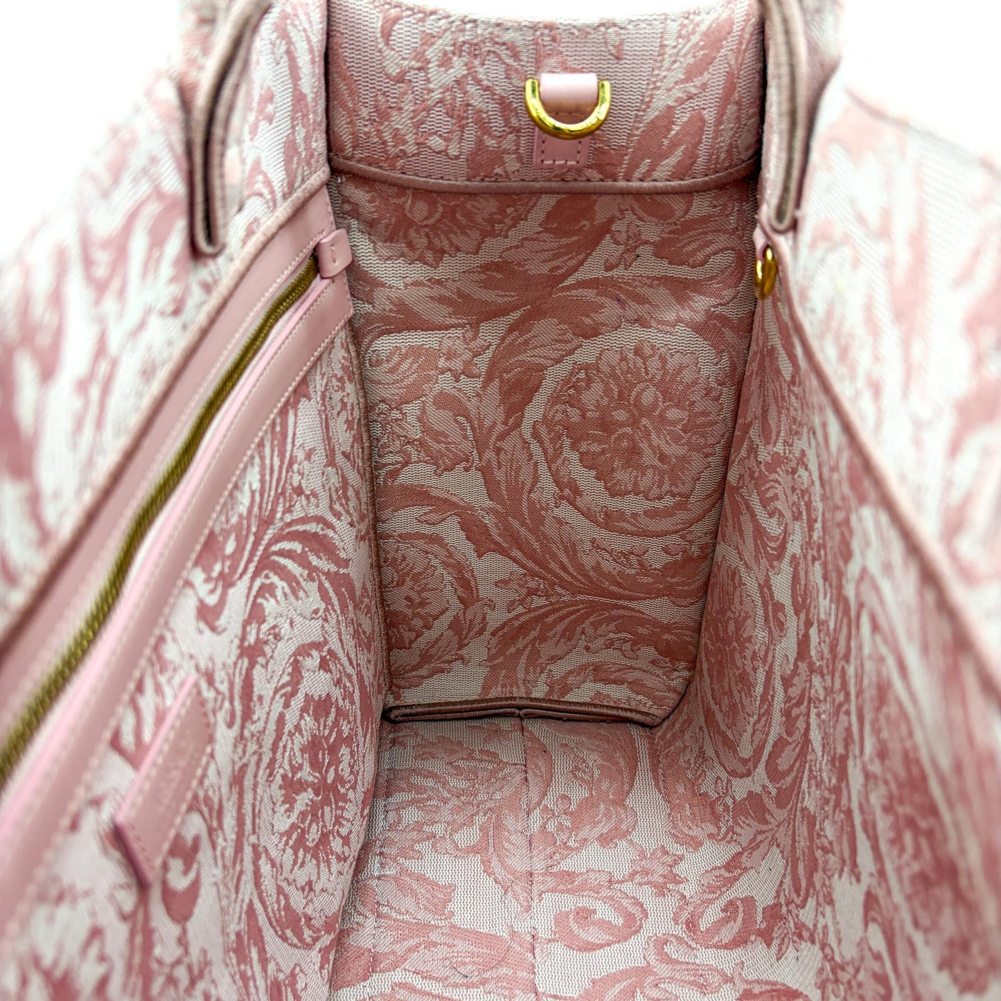Versace Large Logo Jacquard Baroque Tote Bag Pink