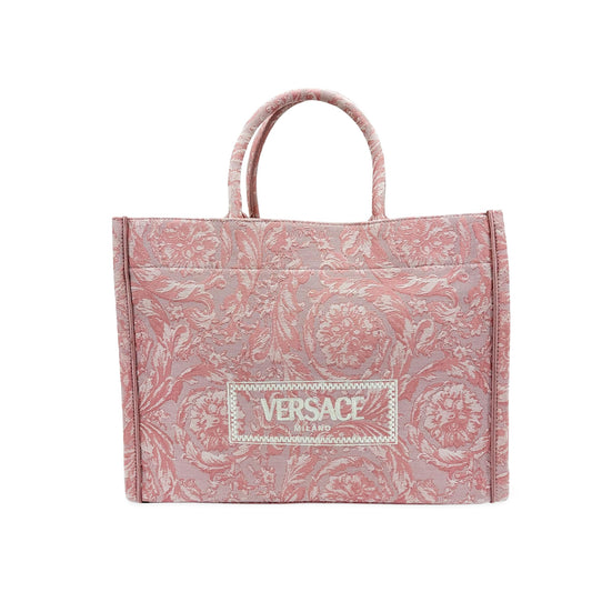 Versace Large Logo Jacquard Baroque Tote Bag Pink