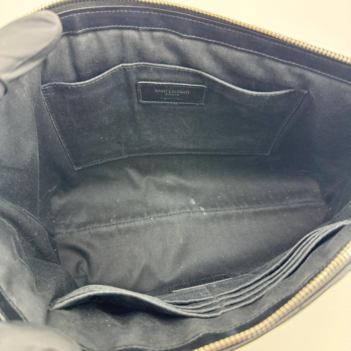 Saint Laurent Monogram Large Clutch Silver Hardware Black