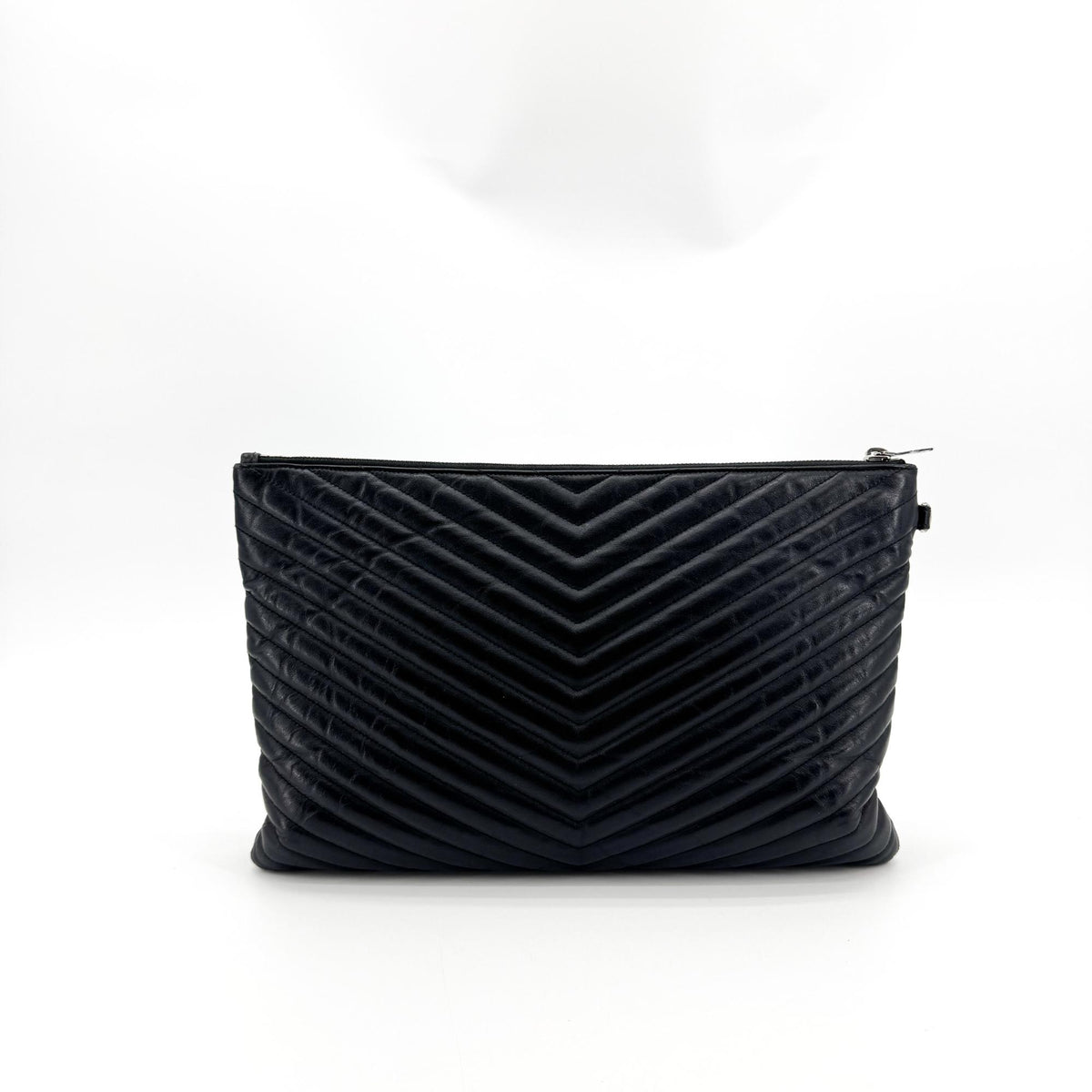 Saint Laurent Monogram Large Clutch Silver Hardware Black