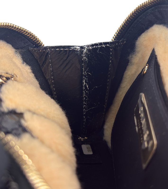 Chanel Black Shearling Big CC Belt Bag