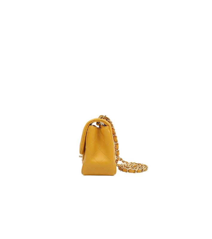 Chanel Yellow Petite Sac Chain Shoulder Bag
