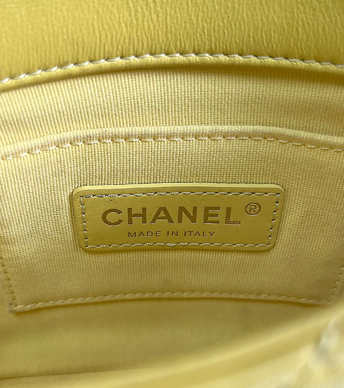 Chanel Yellow Lambskin Petite Sac Shoulder Bag