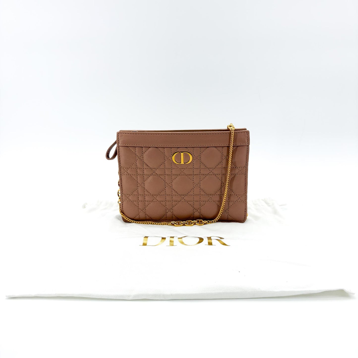 Dior Caro Slim Pouch Rose des Vents Cannage Calfskin