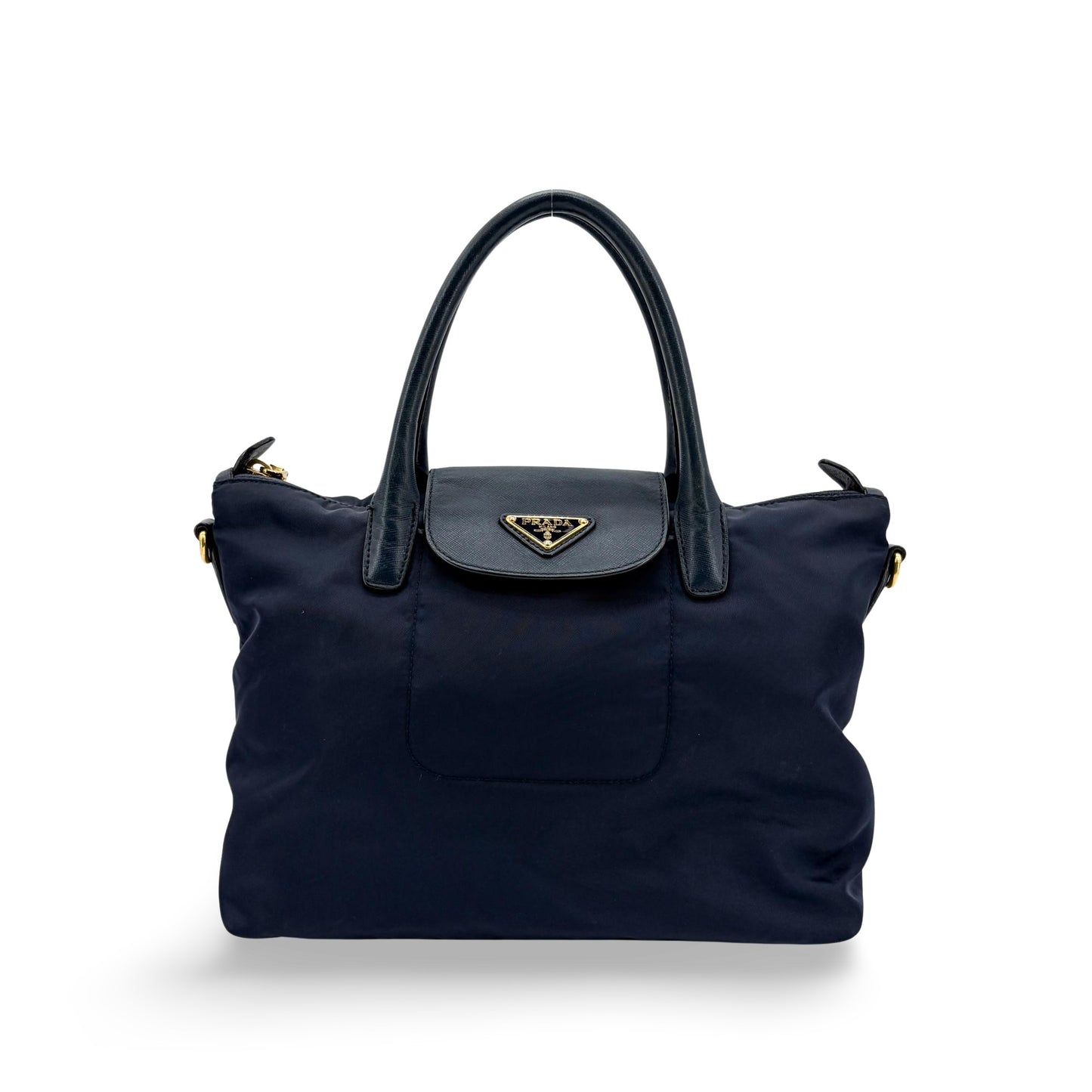 Prada Tessuto Saffiano Tote Bag Navy