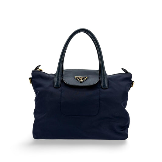 Prada Tessuto Saffiano Tote Bag Navy