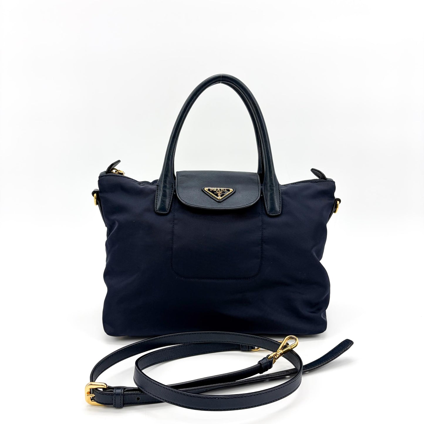 Prada Tessuto Saffiano Tote Bag Navy