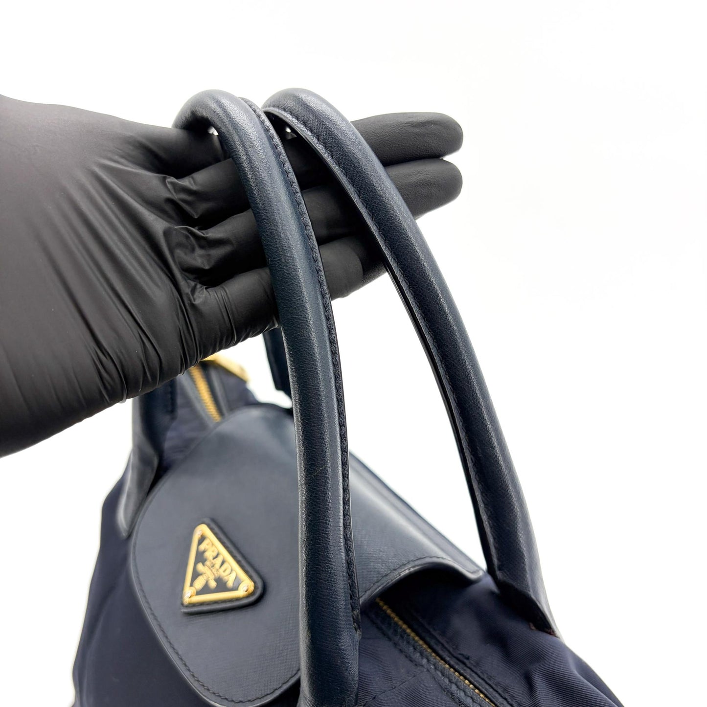 Prada Tessuto Saffiano Tote Bag Navy