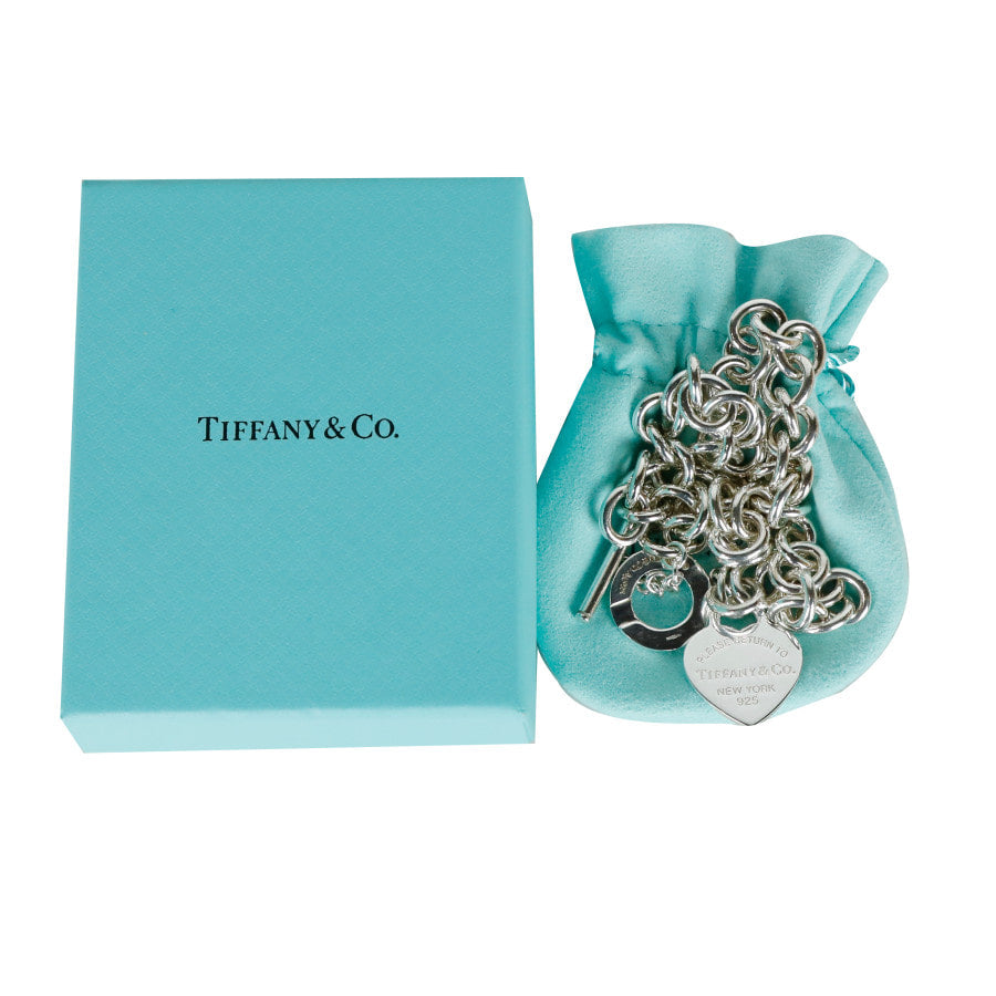 Heart Tag Toggle Silver Necklace