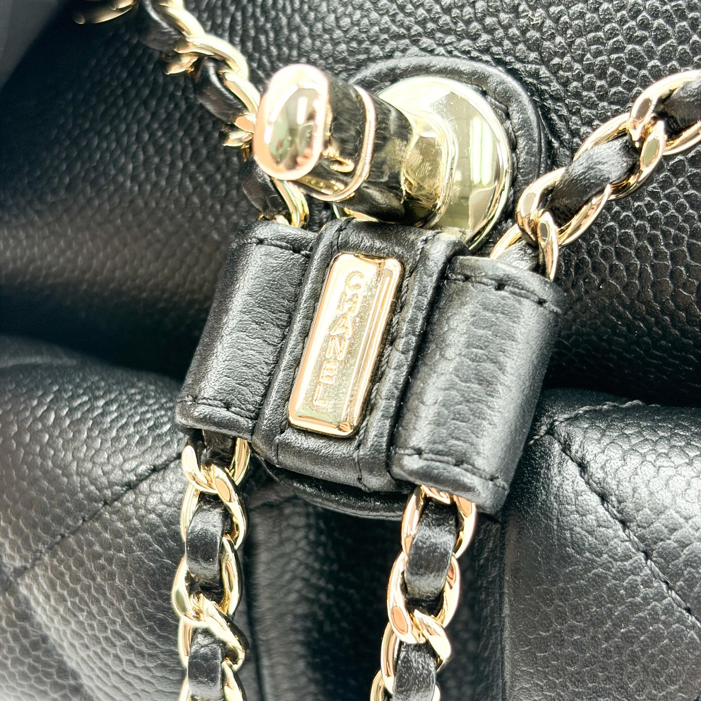 Chanel Caviar Dumas Backpack Medium Gold Hardware Black