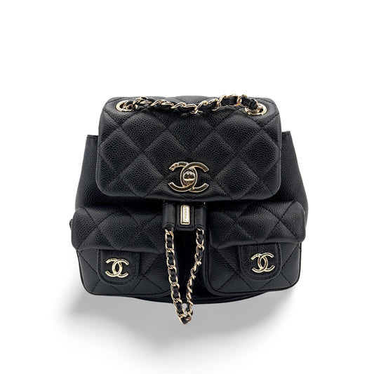 Chanel Caviar Dumas Backpack Medium Gold Hardware Black