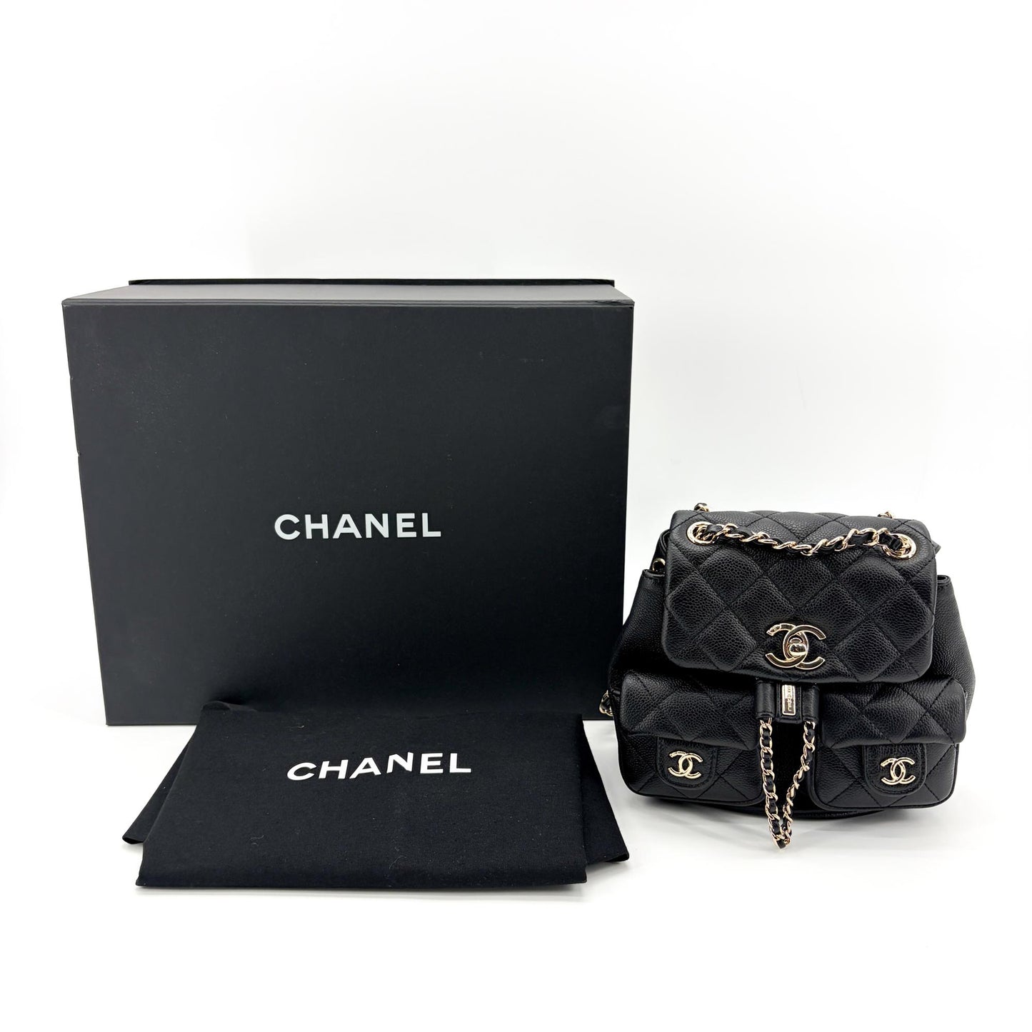 Chanel Caviar Dumas Backpack Medium Gold Hardware Black
