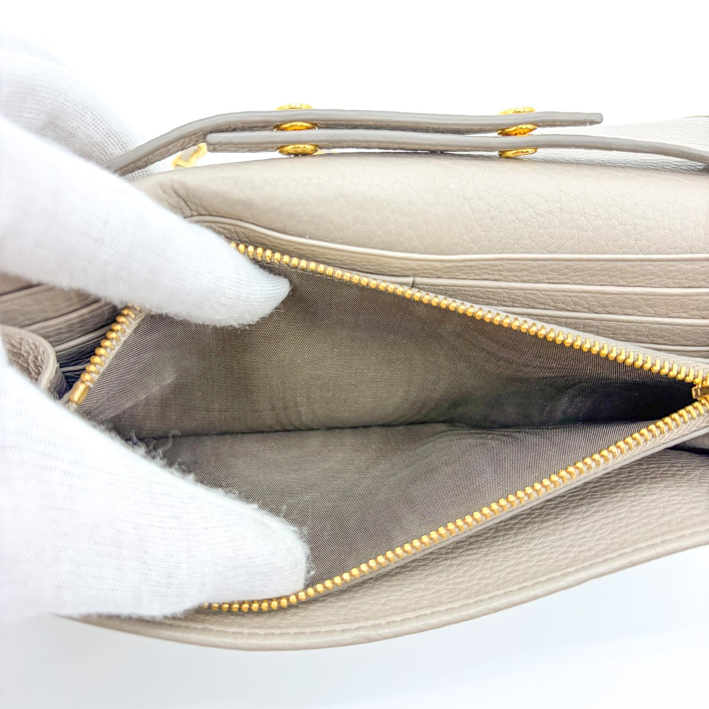 Prada Vitello Phoenix Chain Wallet Arguila Grey