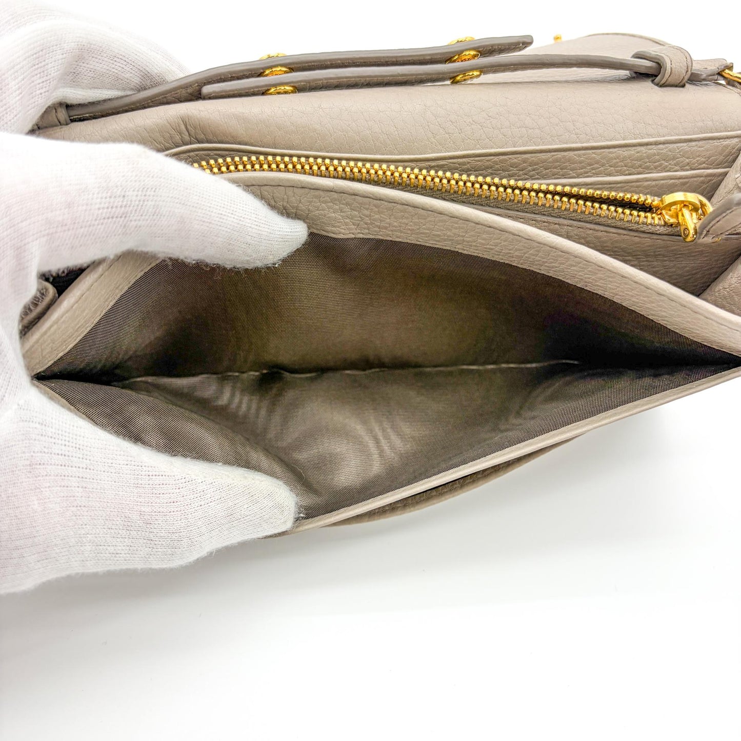 Prada Vitello Phoenix Chain Wallet Arguila Grey