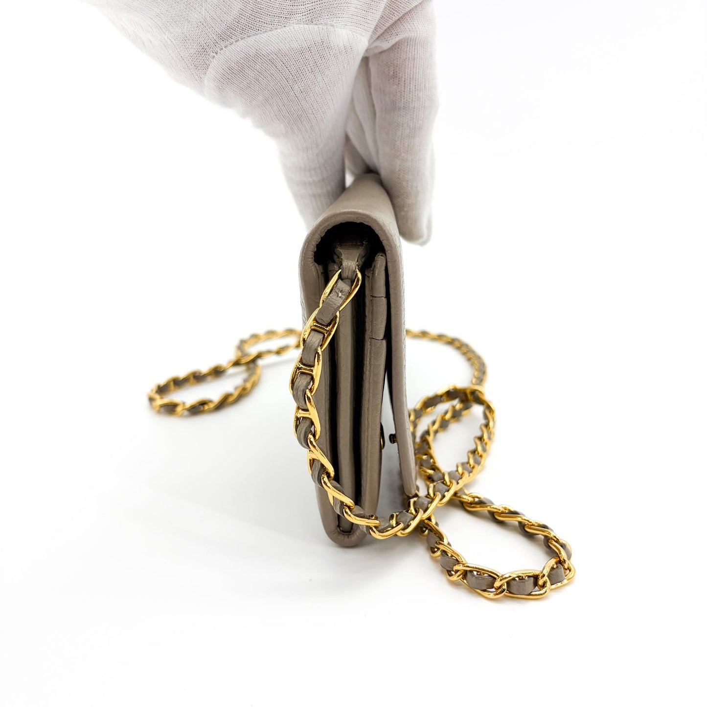 Prada Vitello Phoenix Chain Wallet Arguila Grey