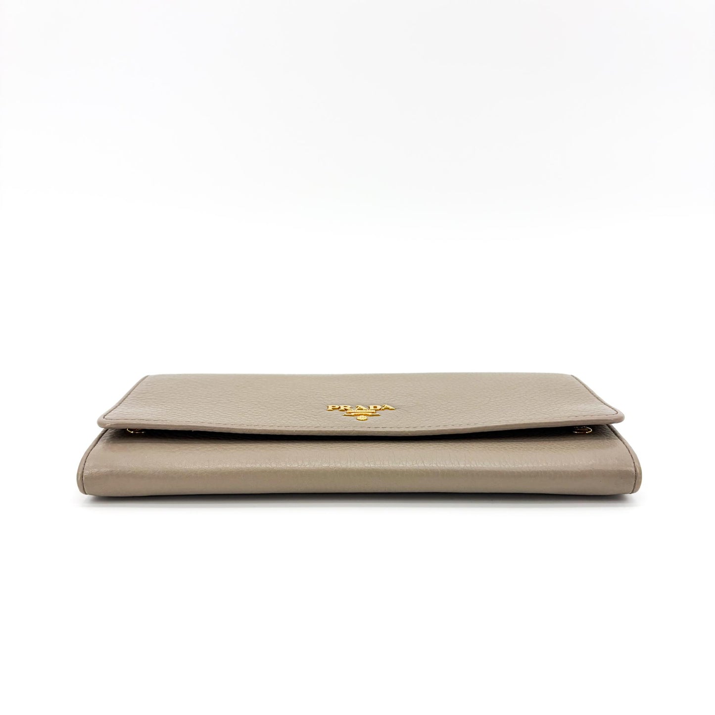 Prada Vitello Phoenix Chain Wallet Arguila Grey